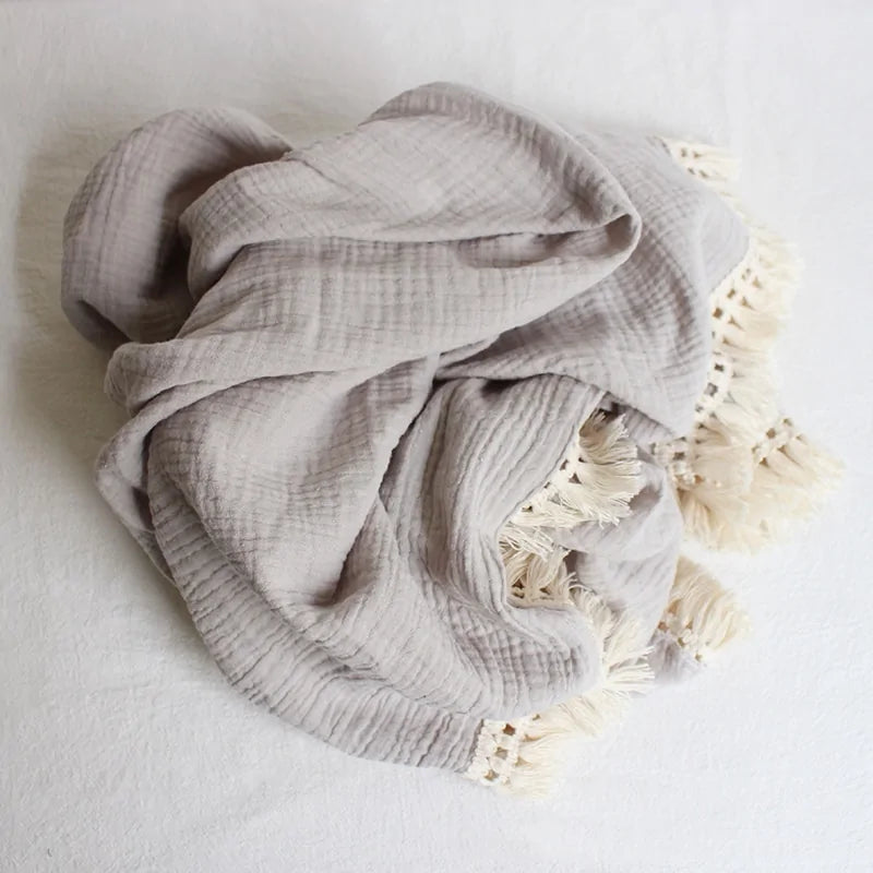 Organic Cotton Tassel Baby Throws